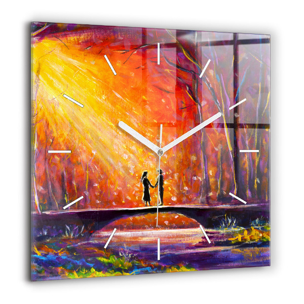 Négyzetes üvegóra 60x60 Pár az erdőben