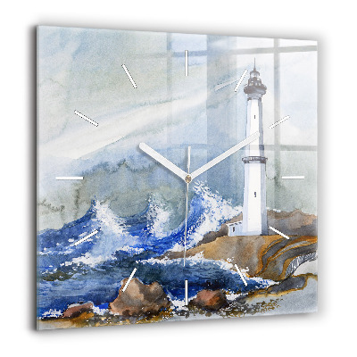 Szögletes fali üvegóra 60x60 Tenger és világítótorony