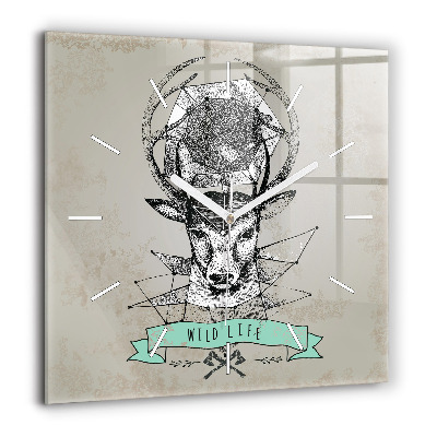 Szögletes fali üvegóra 60x60 Szarvas fej