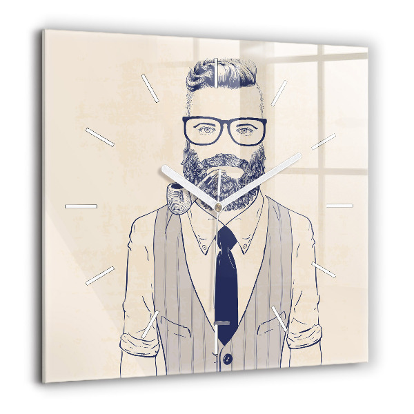Négyzet alakú üvegóra 60x60 Szakállas férfi