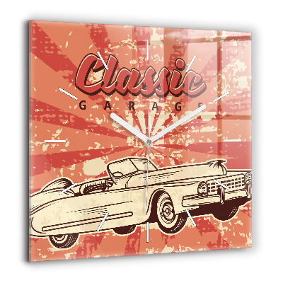 Négyzetes üvegóra 60x60 Vintage Retro autó