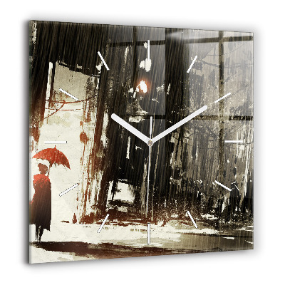 Négyzet alakú üvegóra 60x60 Nő esős éjszakában