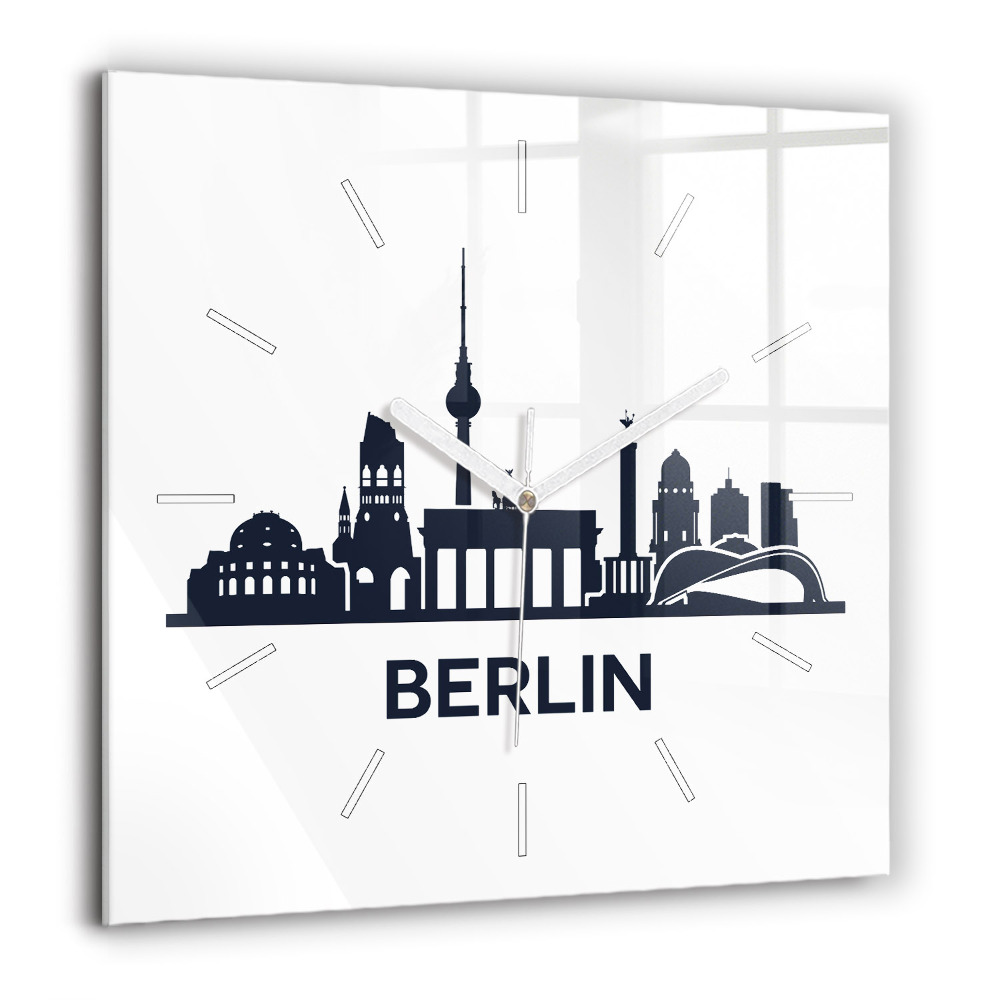 Négyzetes üvegóra 60x60 Berlin városának illusztrációja