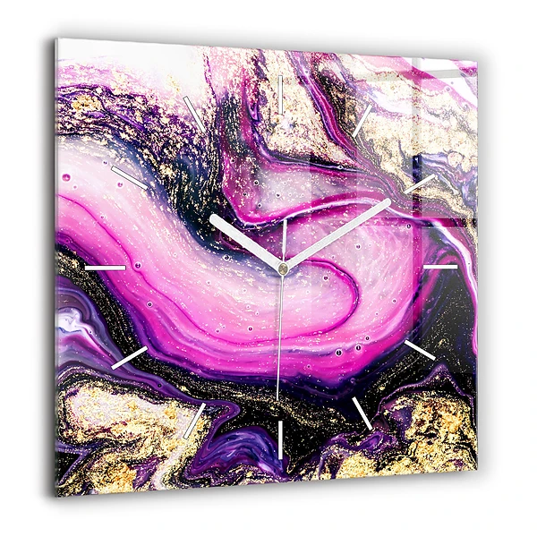 Négyzet alakú üvegóra 60x60 Absztrakt márvány
