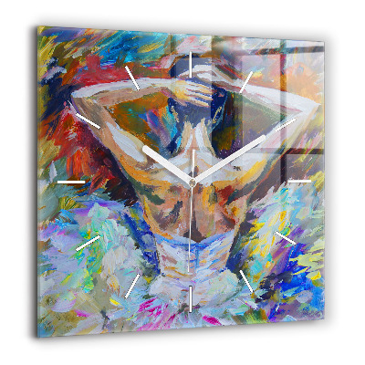 Szögletes üvegóra 60x60 Festett balerina