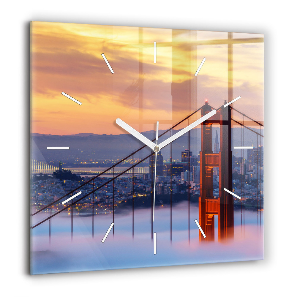 Négyzet alakú üvegóra 60x60 San Francisco híd