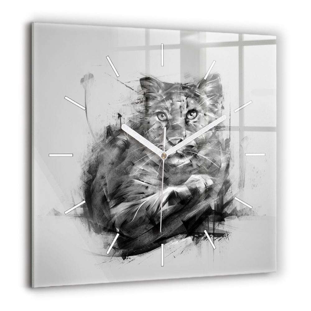 Szögletes fali üvegóra 60x60 Festett oroszlán