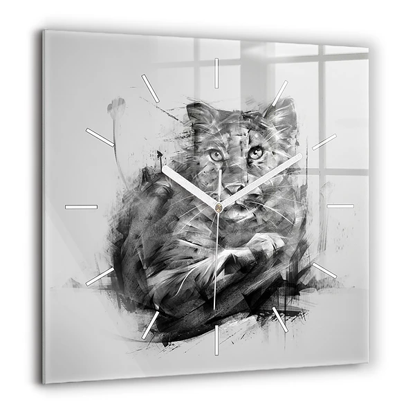 Szögletes fali üvegóra 60x60 Festett oroszlán