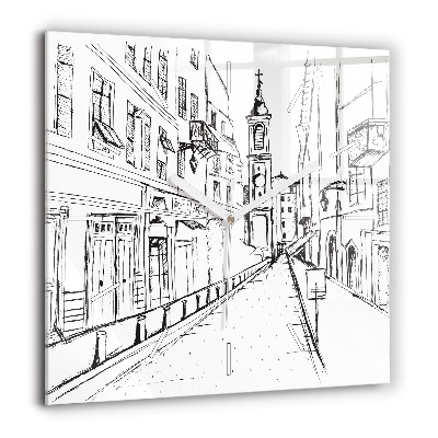 Négyzet alakú üvegóra 60x60 Város rajz Provence