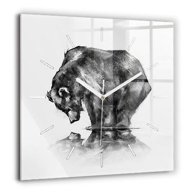 Négyzetes üvegóra 60x60 Rajzoló medve