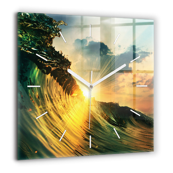 Szögletes üvegóra 60x60 Hullám perspektíva naplemente