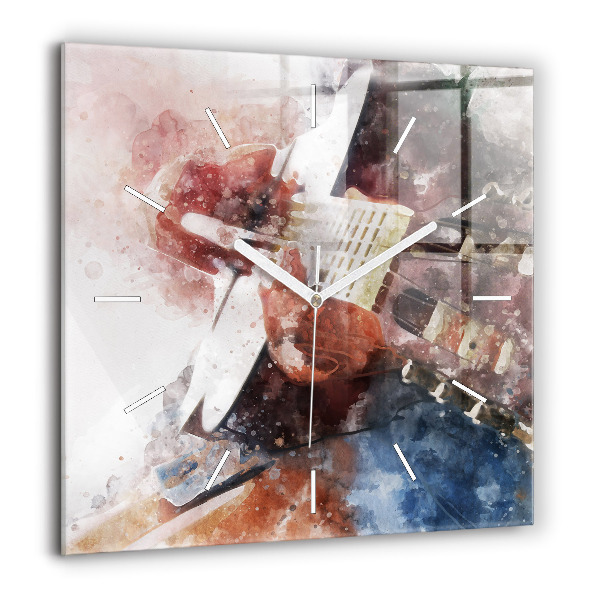 Négyzet alakú üvegóra 60x60 Gitár vizualizáció
