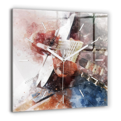 Négyzet alakú üvegóra 60x60 Gitár vizualizáció