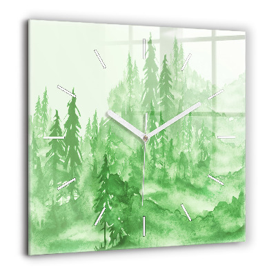 Szögletes üvegóra 60x60 Festmény egy zöld erdőről