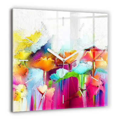 Szögletes fali üvegóra 60x60 Absztrakt virágok és növények