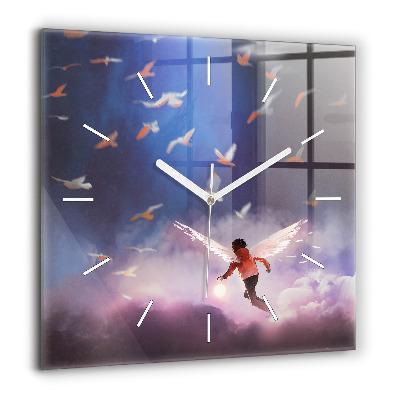 Négyzet alakú üvegóra 60x60 Fiú szárnyakkal