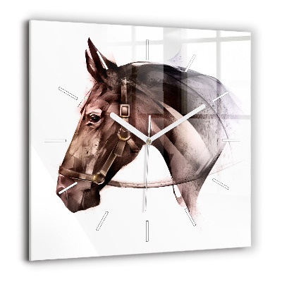 Szögletes fali üvegóra 60x60 Egy ló festett profilja
