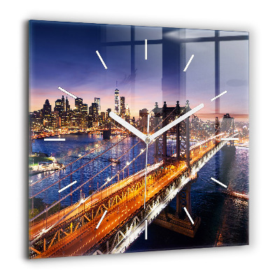 Négyzetes üvegóra 60x60 New York és a naplemente