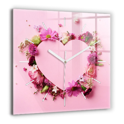 Négyzet alakú üvegóra 60x60 Virágok szíve