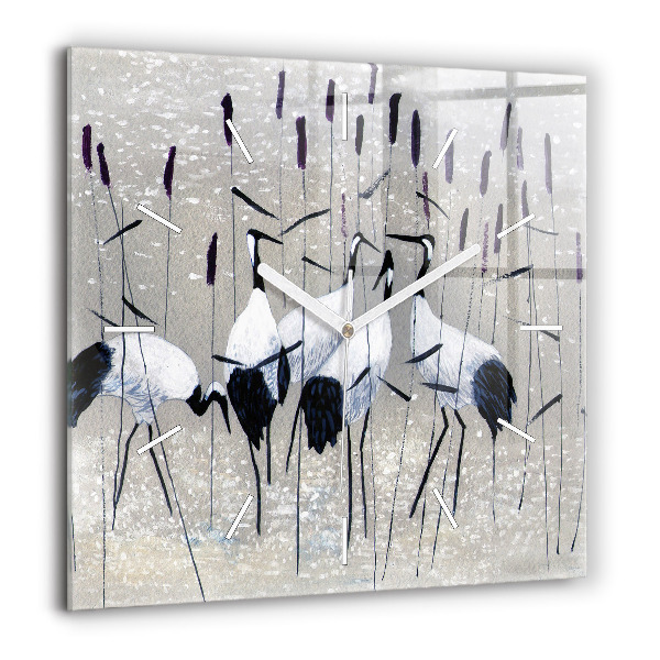 Szögletes üvegóra 60x60 Daruk a nádasban