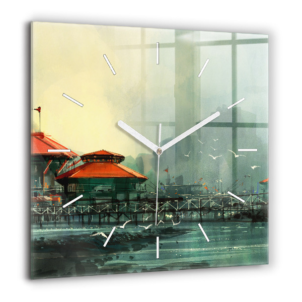 Szögletes fali üvegóra 60x60 Halászfalu