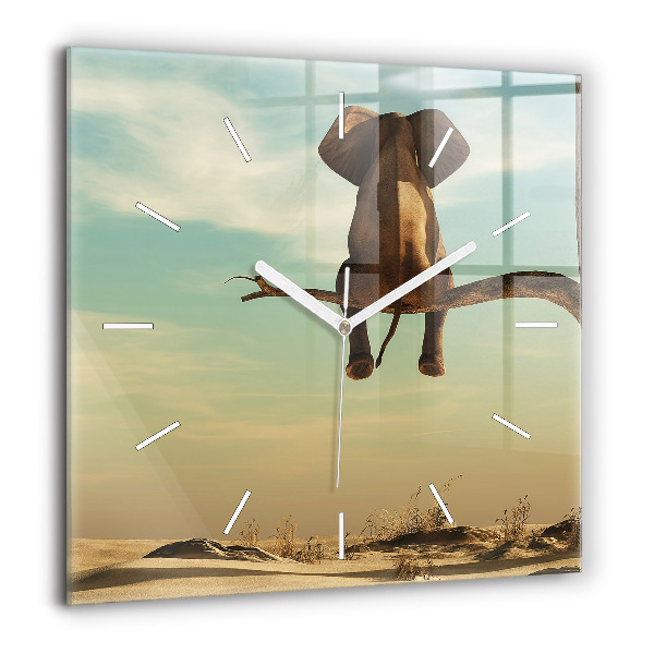 Szögletes fali üvegóra 60x60 Elefánt egy fán