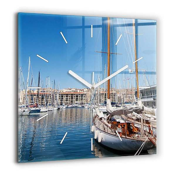 Szögletes üvegóra 60x60 Marseille kikötő Franciaország
