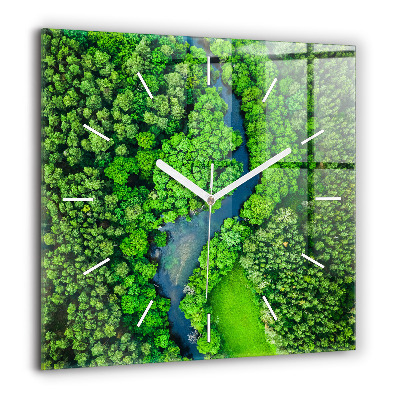 Négyzetes üvegóra 60x60 Folyó az erdőben