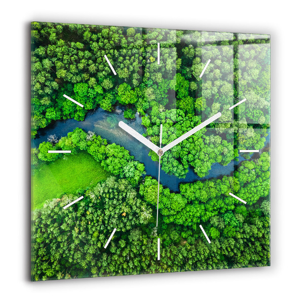 Négyzet alakú üvegóra 60x60 Folyó egy erdőben