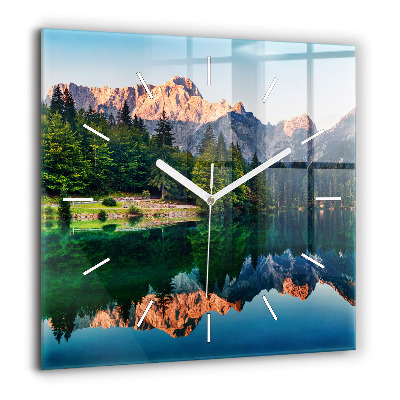 Négyzetes üvegóra 60x60 Tavas táj