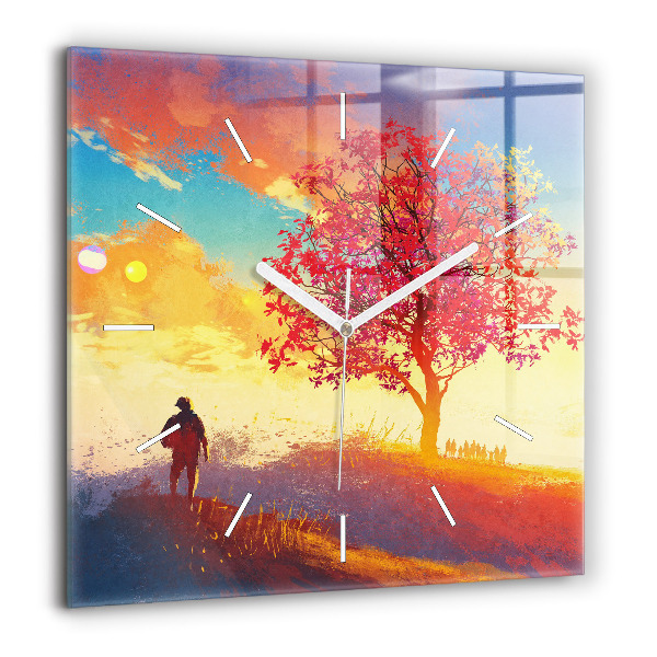 Szögletes fali üvegóra 60x60 Őszi táj