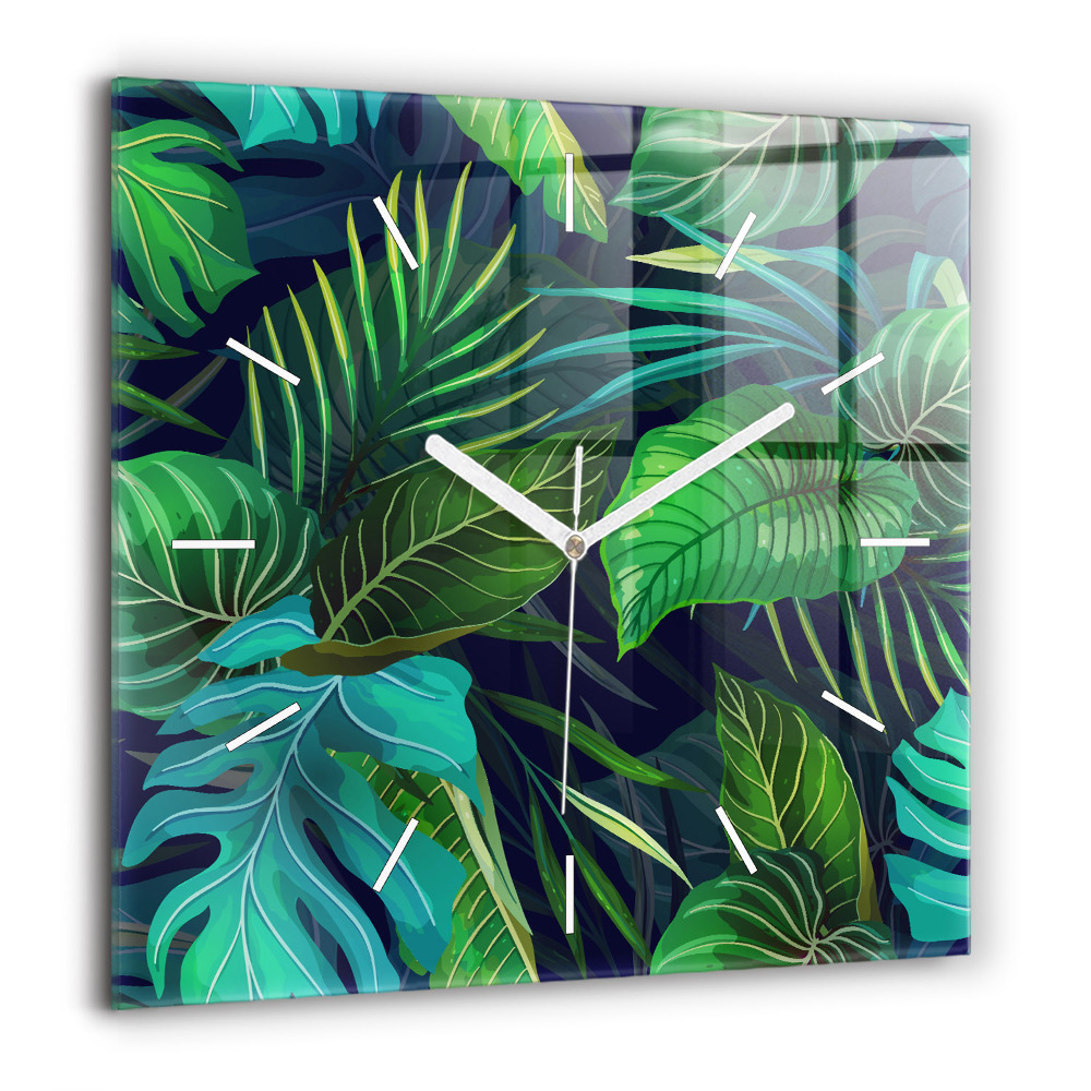 Szögletes fali üvegóra 60x60 Egzotikus levelek