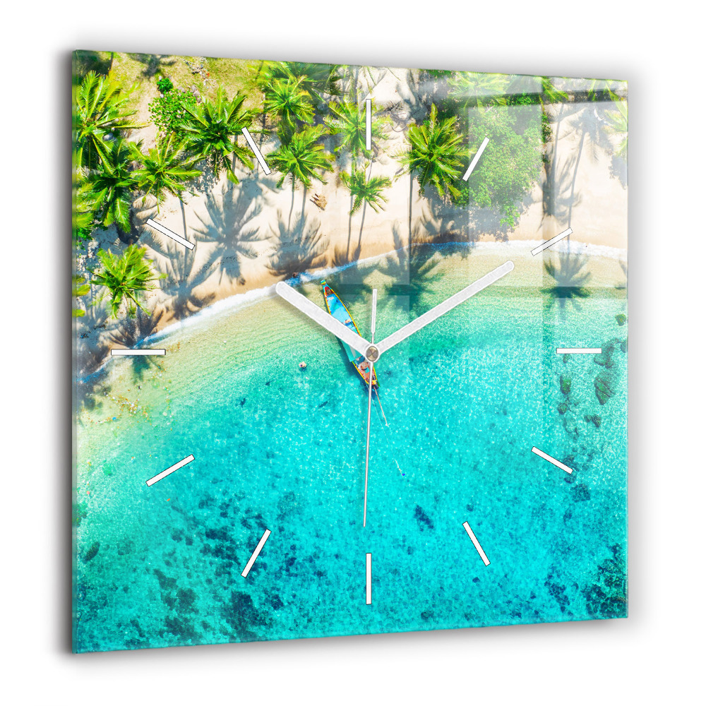 Négyzet alakú üvegóra 60x60 Koh Tao trópusi strandja