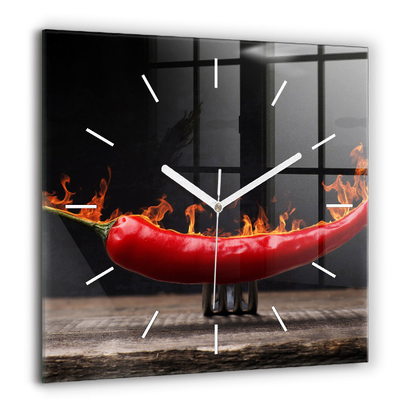 Négyzetes üvegóra 60x60 Pepperoni paprika