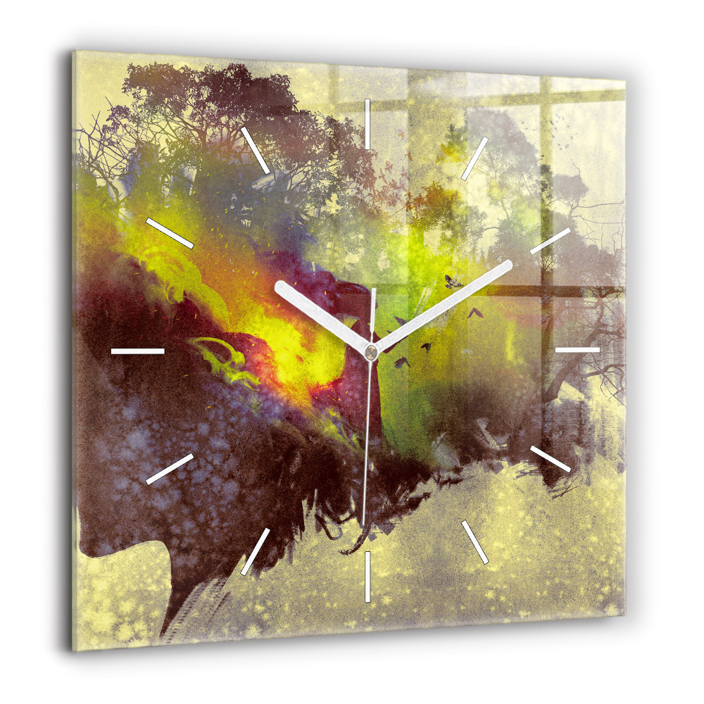 Szögletes üvegóra 60x60 Nő az erdőben