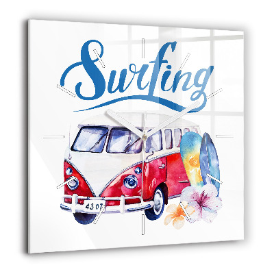 Négyzetes üvegóra 60x60 Autó és tábla Szörfözés