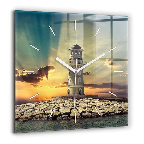 Négyzet alakú üvegóra 60x60 Világítótorony a vízen