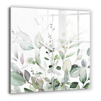 Négyzetes üvegóra 60x60 Növények levelei