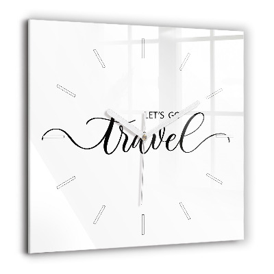 Négyzetes üvegóra 60x60 Utazás felirat