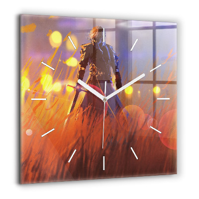 Szögletes üvegóra 60x60 Lovag karddal