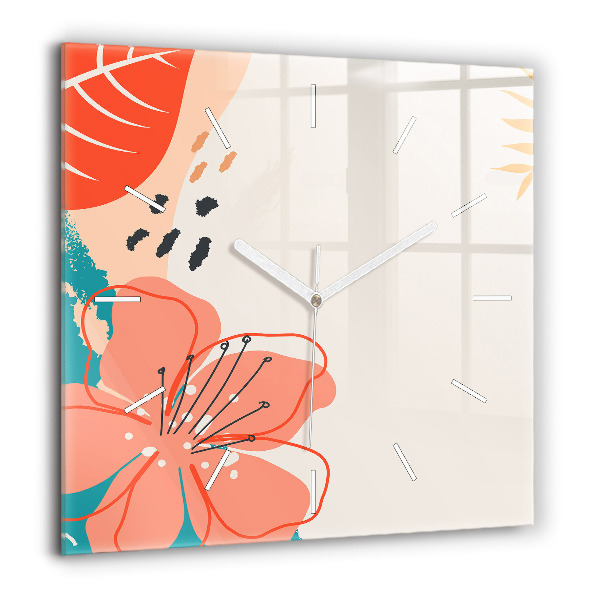 Négyzetes üvegóra 60x60 Hawaii növények