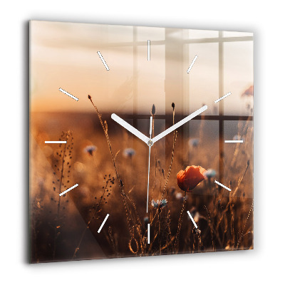 Szögletes üvegóra 60x60 Mező napfelkelte