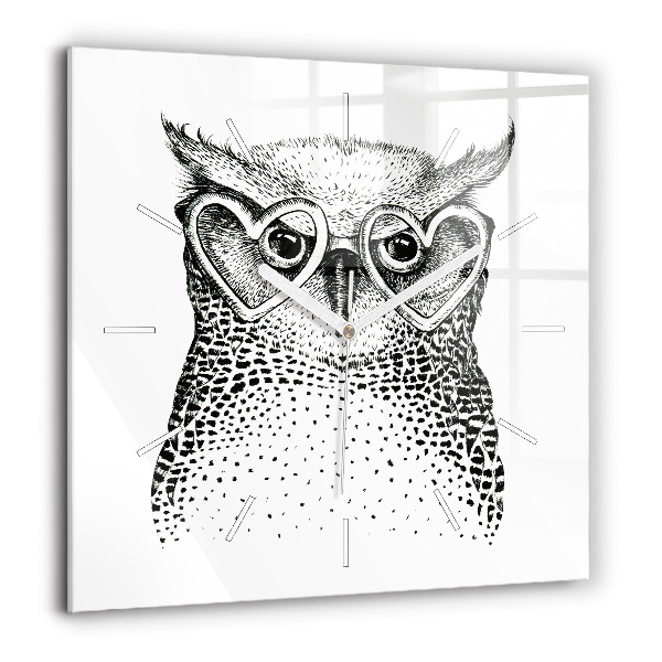 Szögletes üvegóra 60x60 Rajzolt bagoly szemüveggel