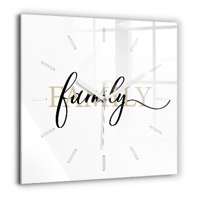 Szögletes fali üvegóra 60x60 Családi felirat