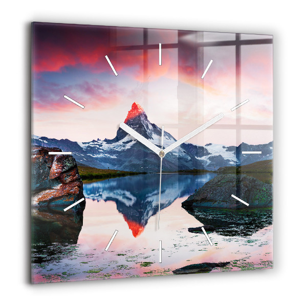 Négyzet alakú üvegóra 60x60 Stellisee Matterhorn-tó