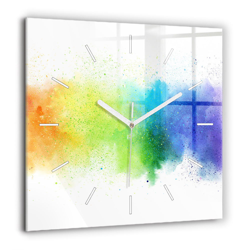 Négyzet alakú üvegóra 60x60 Absztrakt szivárvány