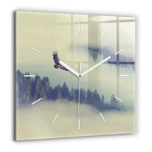 Szögletes üvegóra 60x60 Ködös erdei sas
