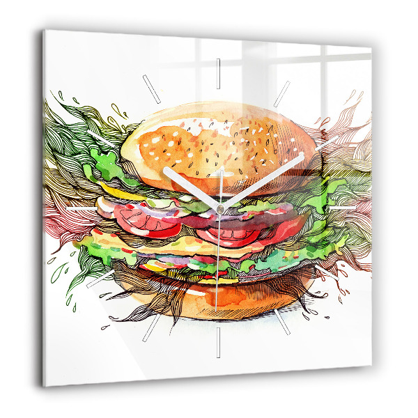 Négyzet alakú üvegóra 60x60 XXL sajtburger