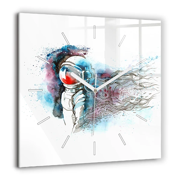 Szögletes üvegóra 60x60 Absztrakt űrhajós