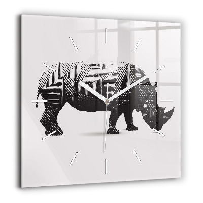Szögletes fali üvegóra 60x60 Rhinoceros line art